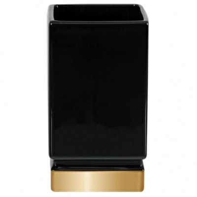 Полноразмерное изображение Стакан для зубных щеток Spirella Roma, черный с золотом