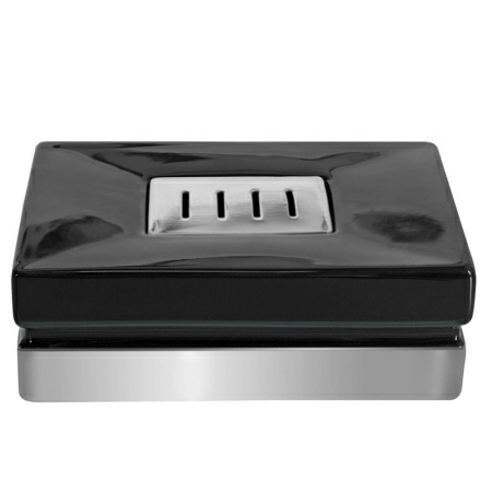 Мыльница Spirella Roma, цвет черный с серебряным фото 1