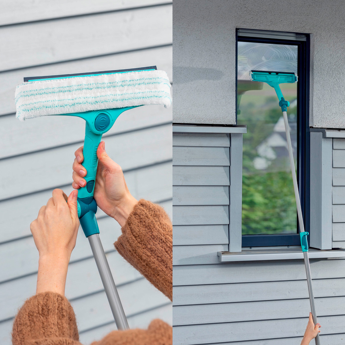 Щетка Leifheit W&F Cleaner L для мытья окон с губкой и телескопической ручкой, 130-210см фото 5