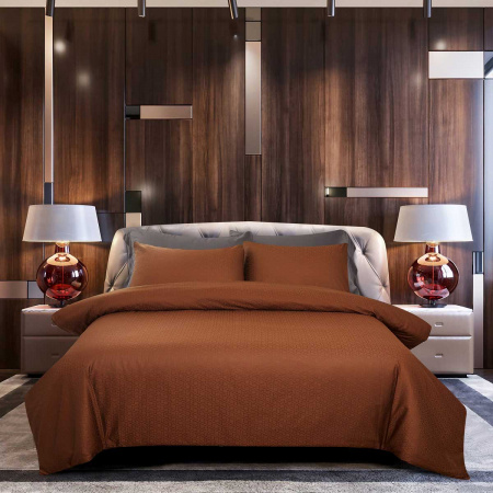 Комплект постельного белья семейный Pappel Jacquard Brown geometric фото 1